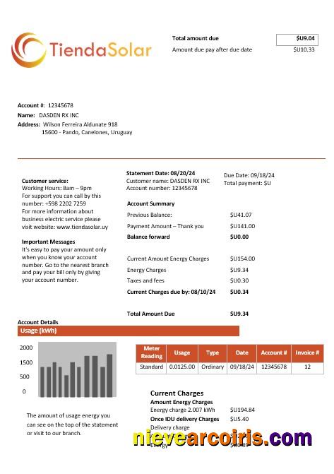 Uruguay TiendaSolar business utility bill